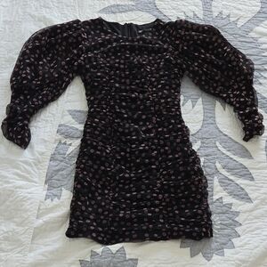 Elegant Black and Pink Polka Dot Dress